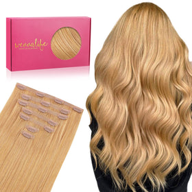 Wennalife Clip In Hair Extensions 16 Inch Strawberry Blonde front view