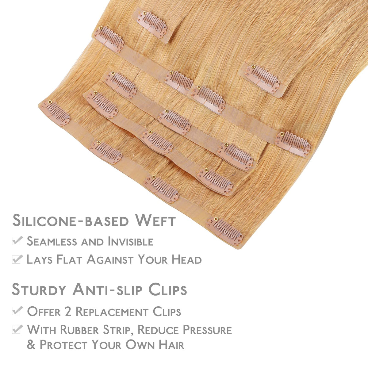 Wennalife Clip In Hair Extensions 16 Inch Strawberry Blonde lifestyle shot