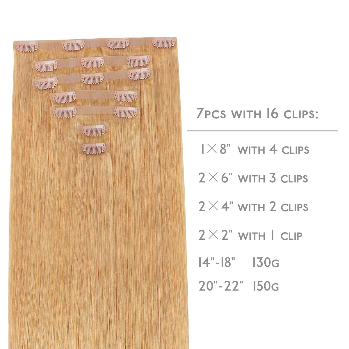 Wennalife Clip In Hair Extensions 16 Inch Strawberry Blonde packaging