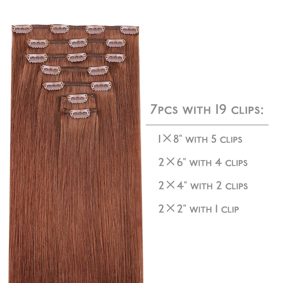 Wennalife Clip in Hair Extensions 18 Inch Cinnamon Copper packaging