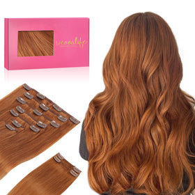 Wennalife Clip In Hair Extensions 18 Inch Dirty Ginger front view