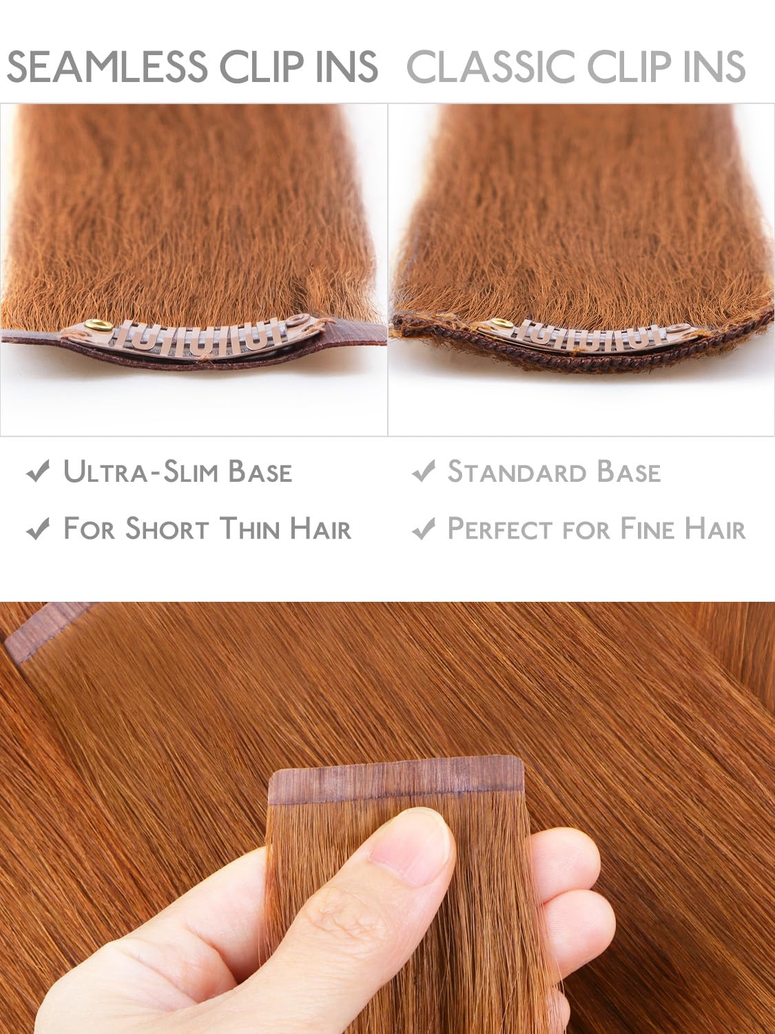 Wennalife Clip In Hair Extensions 18 Inch Dirty Ginger on model