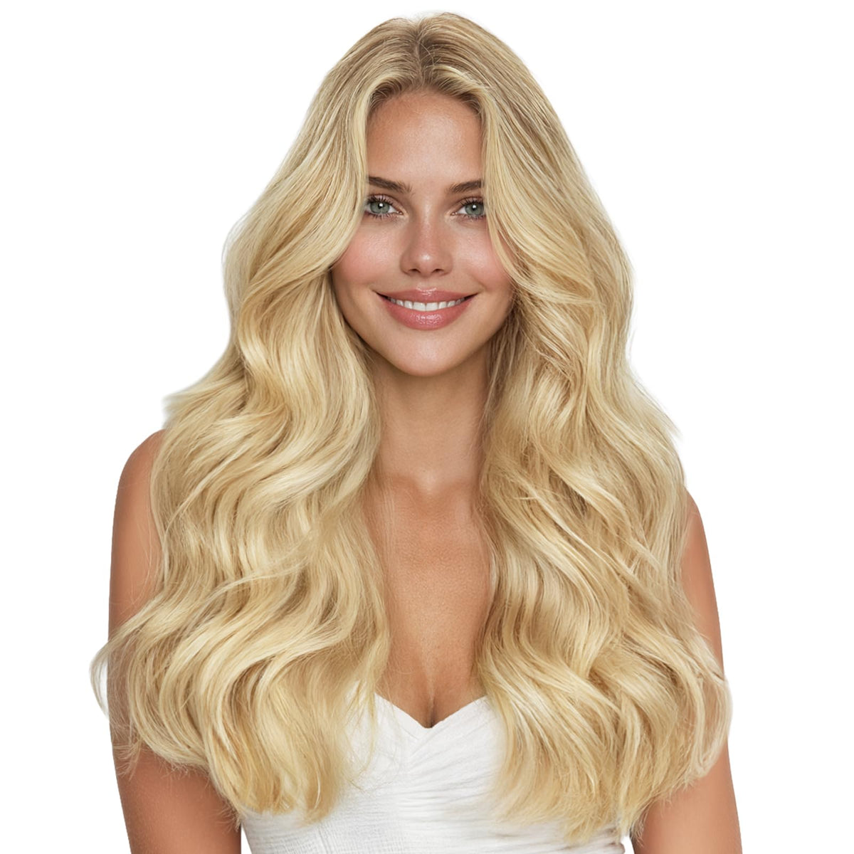 Wennalife Clip In Hair Extensions 18 Inch Light Blonde front view