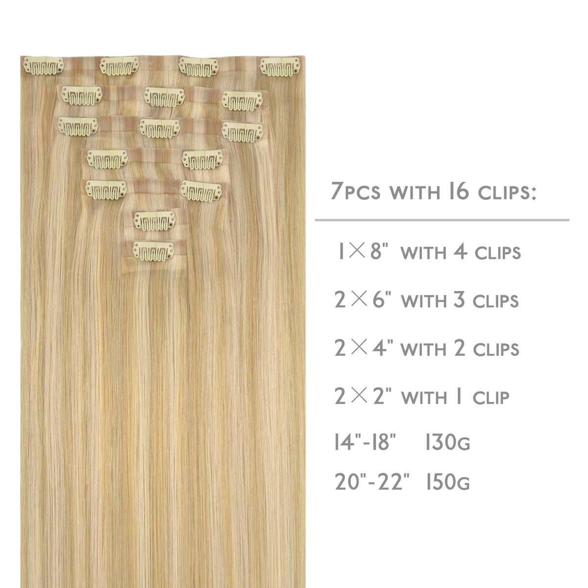 Wennalife Clip In Hair Extensions 18 Inch Light Blonde packaging