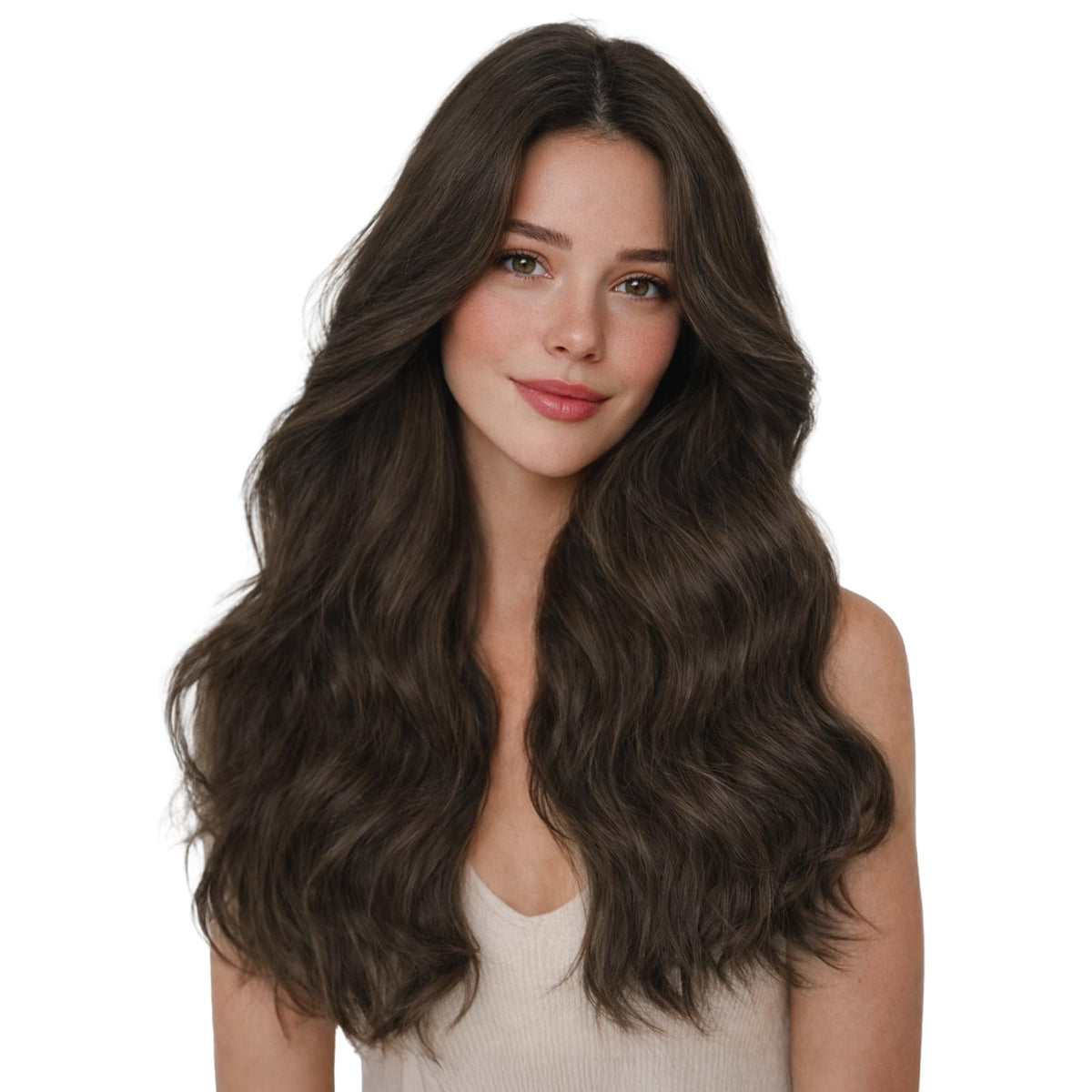 Wennalife Clip In Hair Extensions 18 Inch Light Dark Brown front view