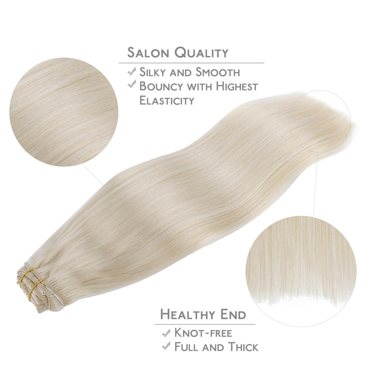 Wennalife Clip In Hair Extensions 18 Inch Platinum Blonde styled on model