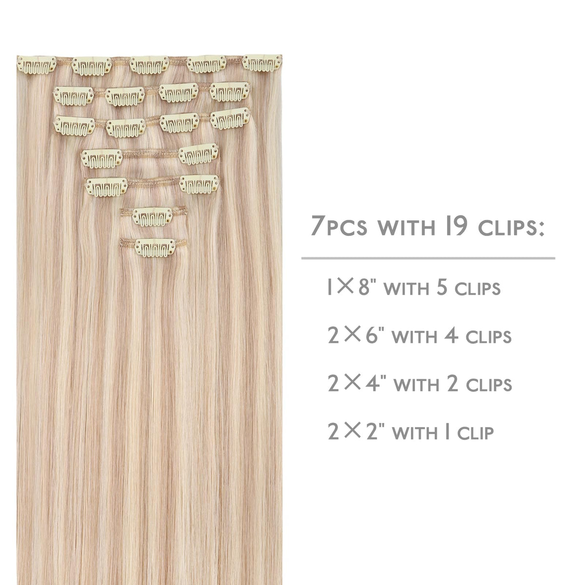 Wennalife Clip In Hair Extensions 18 Inch showing clips and texture