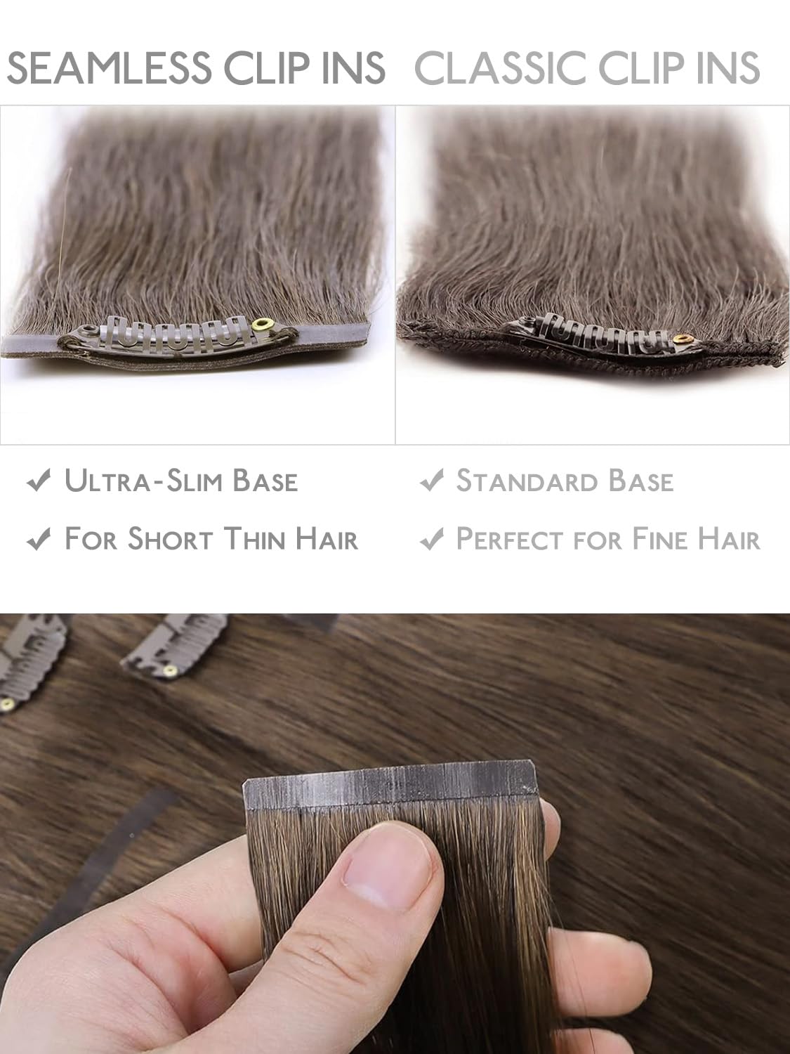 Wennalife Clip in Hair Extensions 18 Inch side view