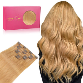 Wennalife Clip In Hair Extensions 18 Inch Strawberry Blonde front view