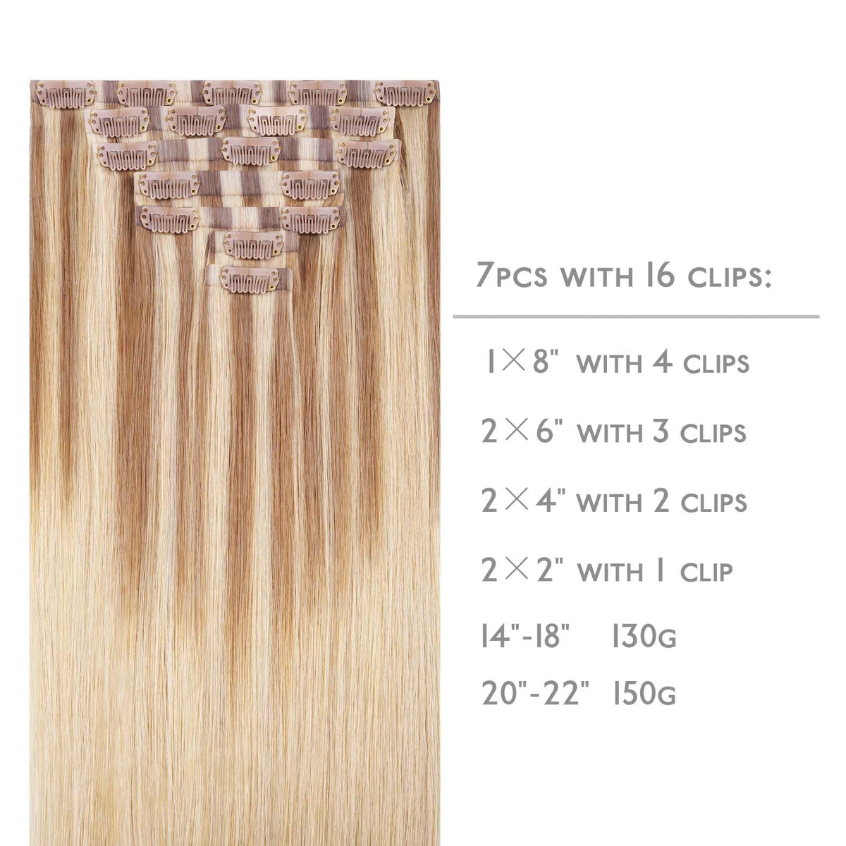 Wennalife Clip In Hair Extensions 20 Inch Ash Beige Blonde packaging