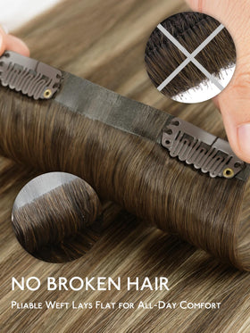 Wennalife Clip in Hair Extensions 20 Inch Balayage Chocolate Brown to Caramel Blonde styling options