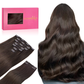 Wennalife Clip In Hair Extensions 20 Inch Light Dark Brown front view