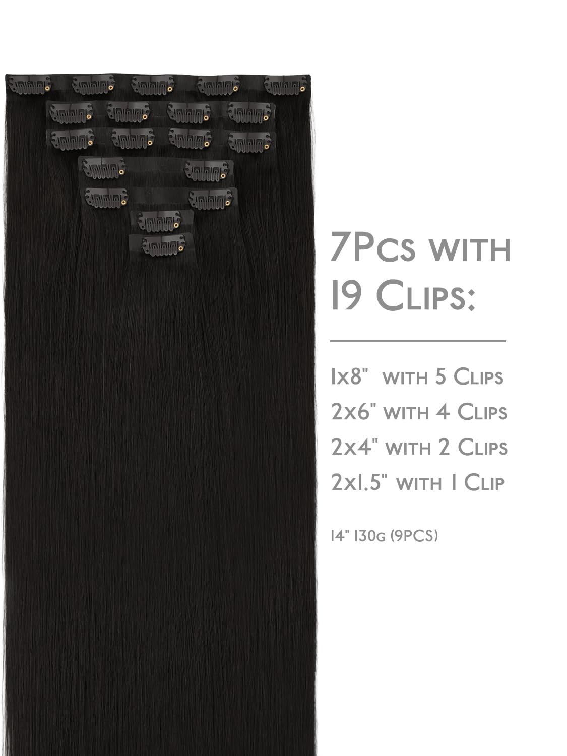 Wennalife Clip in Hair Extensions 20 Inch Natural Black packaging
