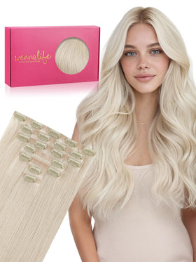 Wennalife Clip In Hair Extensions 20 Inch Platinum Blonde front view