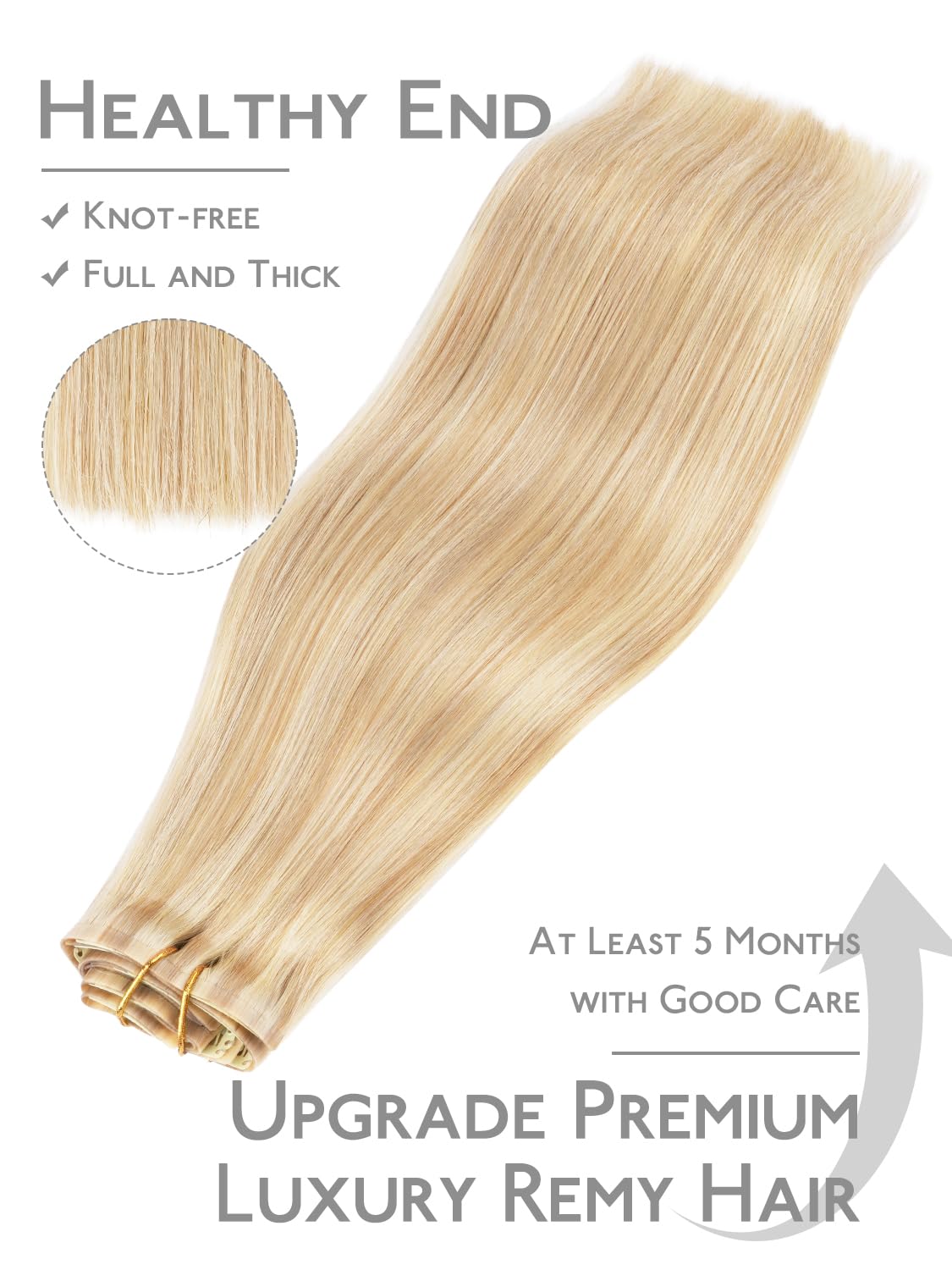 Wennalife Clip in Hair Extensions 22 Inch back view