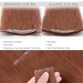 Wennalife Clip In Hair Extensions 22 Inch Cinnamon Copper close-up of weft