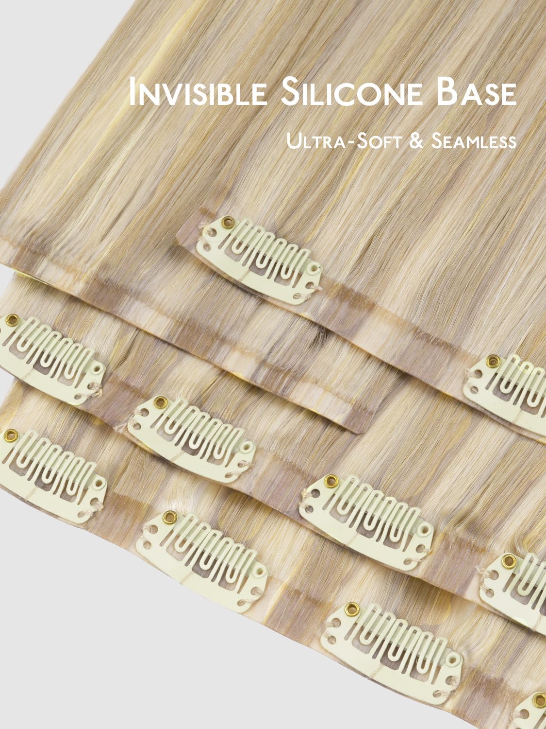 Wennalife Clip In Hair Extensions 22 Inch close-up of clips