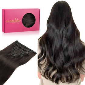 Wennalife Clip In Hair Extensions 22 Inch Dark Brown front view