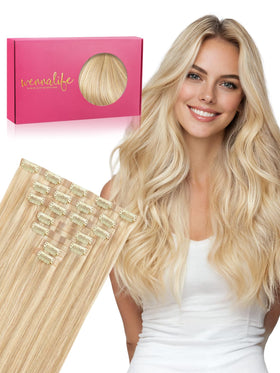 Wennalife Clip in Hair Extensions 22 Inch Dirty Blonde front view