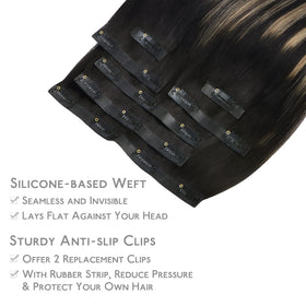 Wennalife Clip In Hair Extensions 22 Inch displayed with clips visible