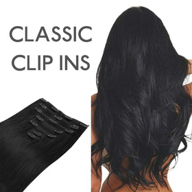 Wennalife Clip In Hair Extensions 22 Inch Jet Black colour gradient