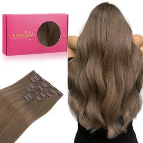 Wennalife Clip In Hair Extensions 22 Inch Muted Light Brown front view