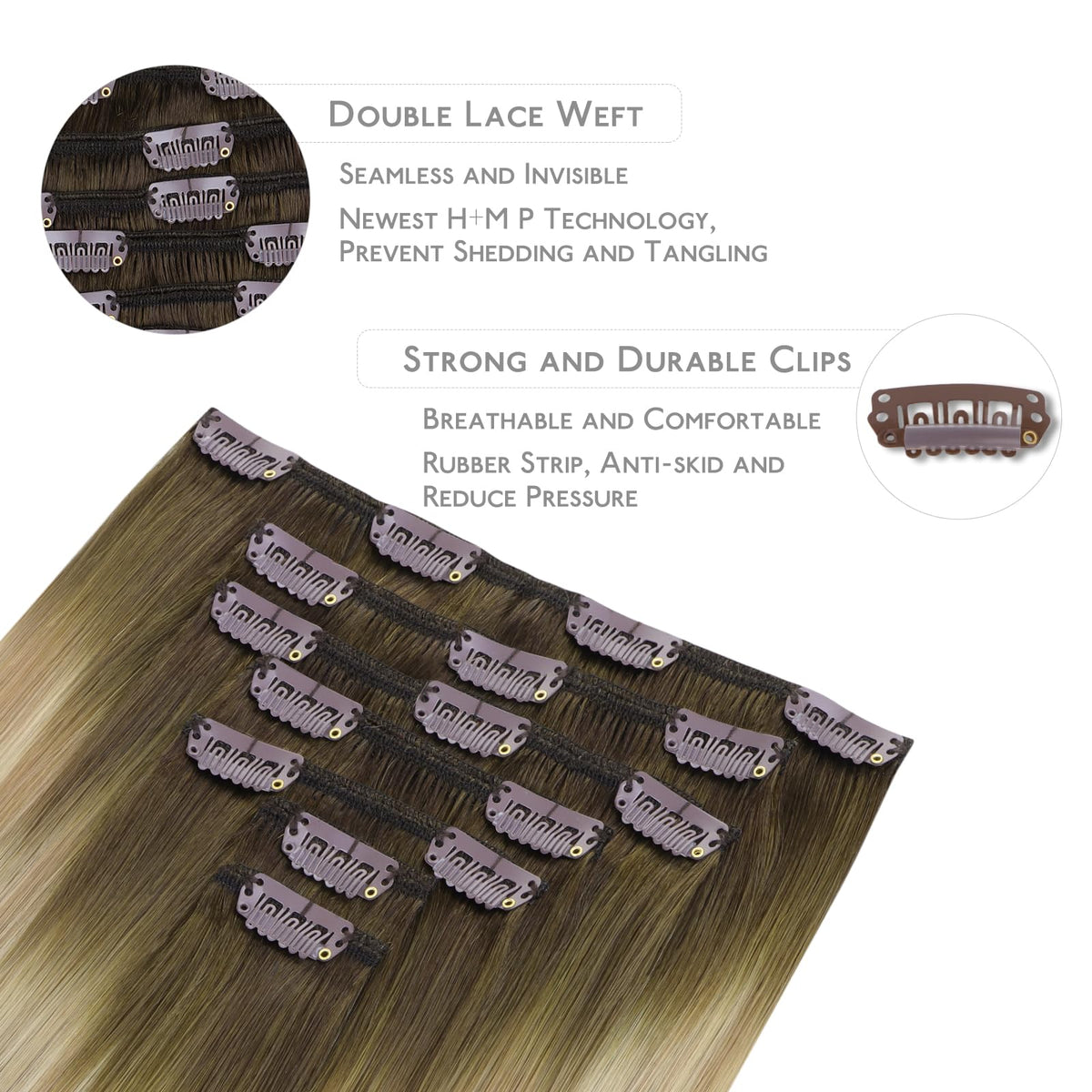 Wennalife Clip In Hair Extensions 22 Inch packaging and accessories