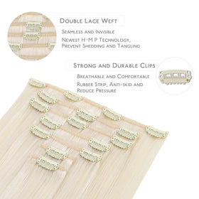 Wennalife Clip In Hair Extensions 22 Inch White Blonde close-up of clips