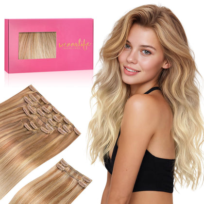 Wennalife Clip In Hair Extensions 24 Inch Ash Beige Blonde front view