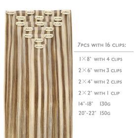 Wennalife Clip In Hair Extensions 24 Inch Ash Brown with Platinum Blonde Highlights packaging
