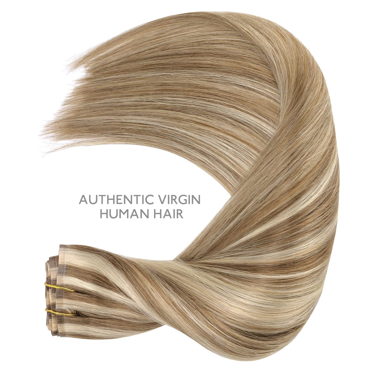 Wennalife Clip In Hair Extensions 24 Inch Ash Brown with Platinum Blonde Highlights back view
