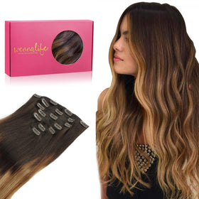 Wennalife Clip In Hair Extensions 24 Inch dark brown front view
