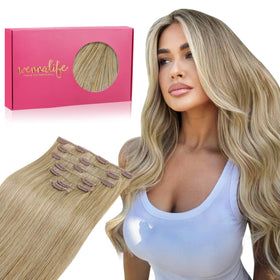 Wennalife Clip in Hair Extensions 24 Inch Dirty Blonde front view