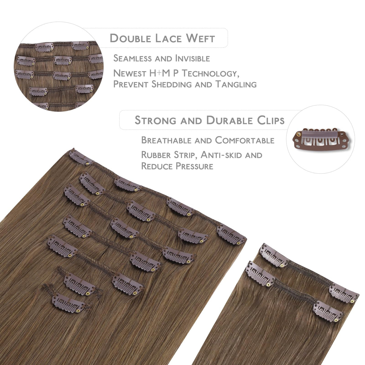Wennalife Clip In Hair Extensions 24 Inch Light Brown packaging