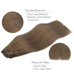 Wennalife Clip In Hair Extensions 24 Inch Light Brown styled on model