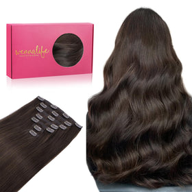Wennalife Clip In Hair Extensions 24 Inch Light Dark Brown front view
