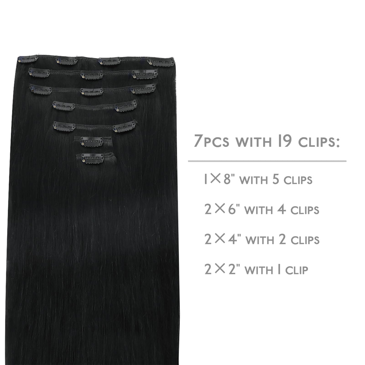 Wennalife Clip In Hair Extensions 26 Inch Jet Black packaging