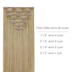 Wennalife Clip in Hair Extensions 7 pieces displayed