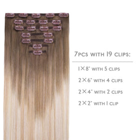 Wennalife Clip In Hair Extensions 7 pieces set with clips