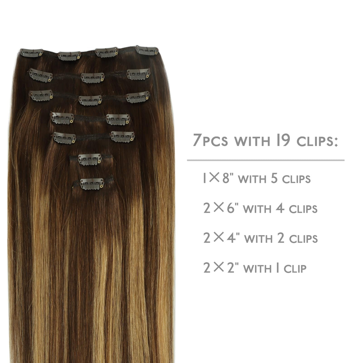 Wennalife Clip In Hair Extensions 7 pieces set with clips