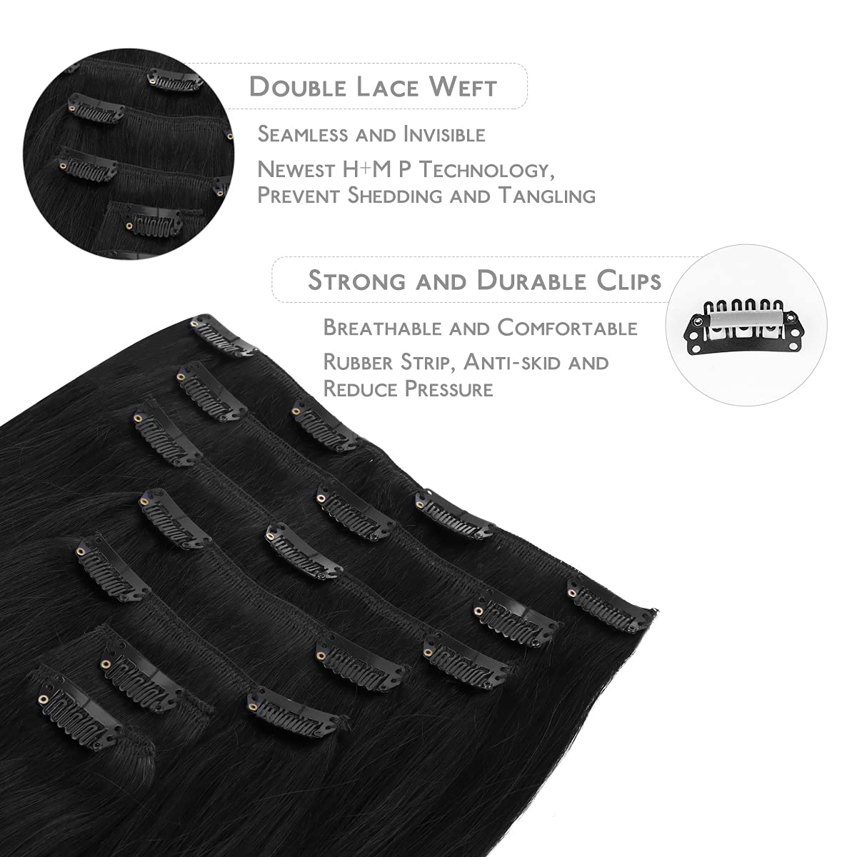 Wennalife Clip In Hair Extensions 7 pieces with clips