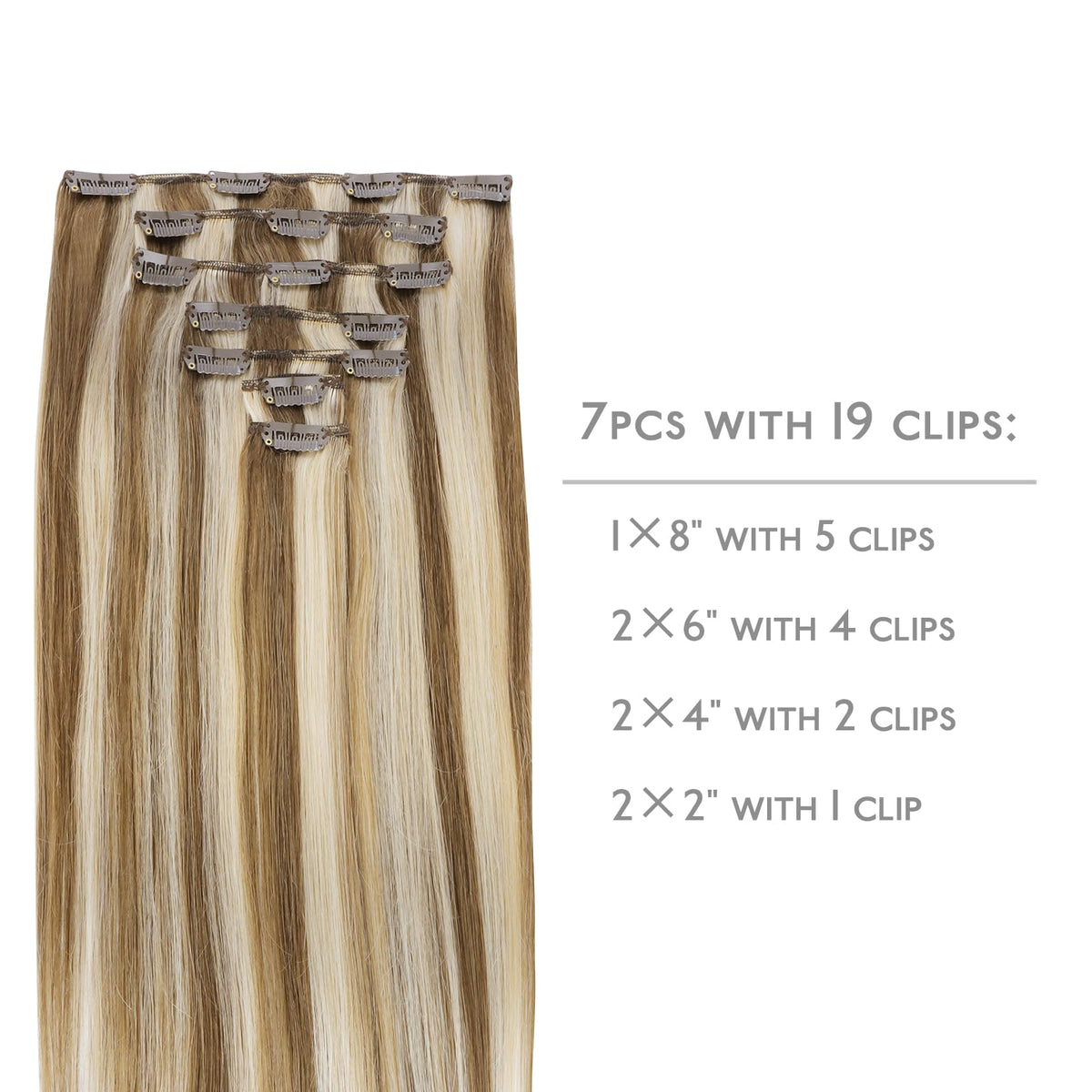 Wennalife Clip In Hair Extensions 7 pieces with clips packaging