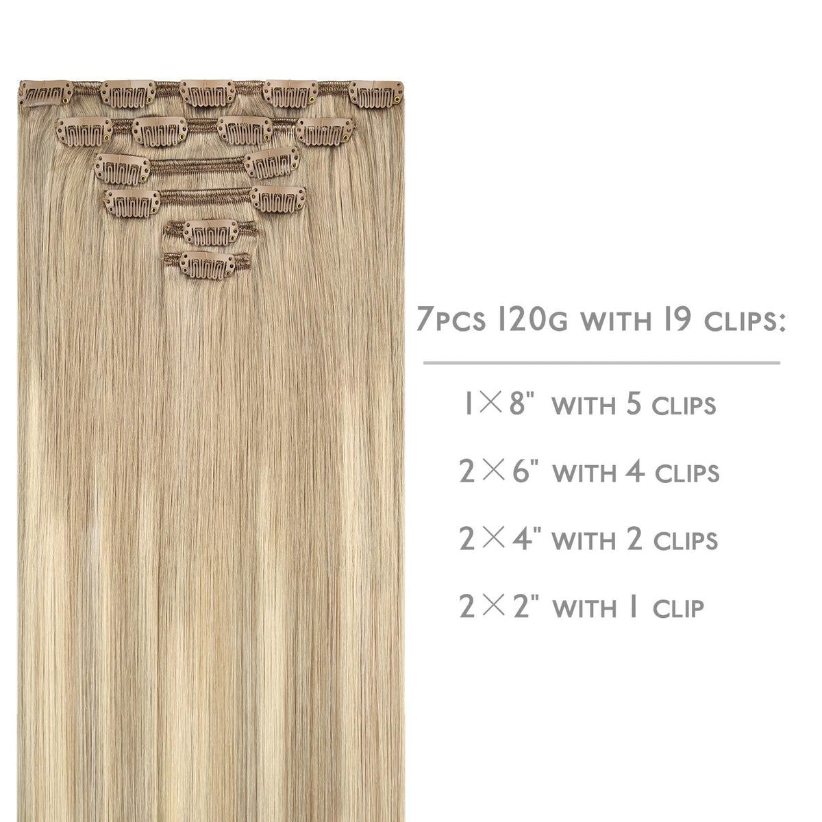 Wennalife Clip In Hair Extensions 7 pieces with clips packaging