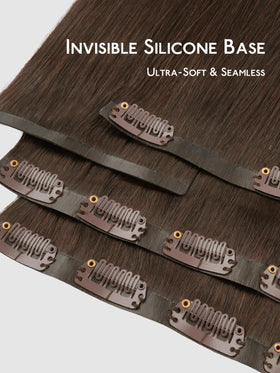 Wennalife Clip in Hair Extensions Chocolate Brown close-up of weft