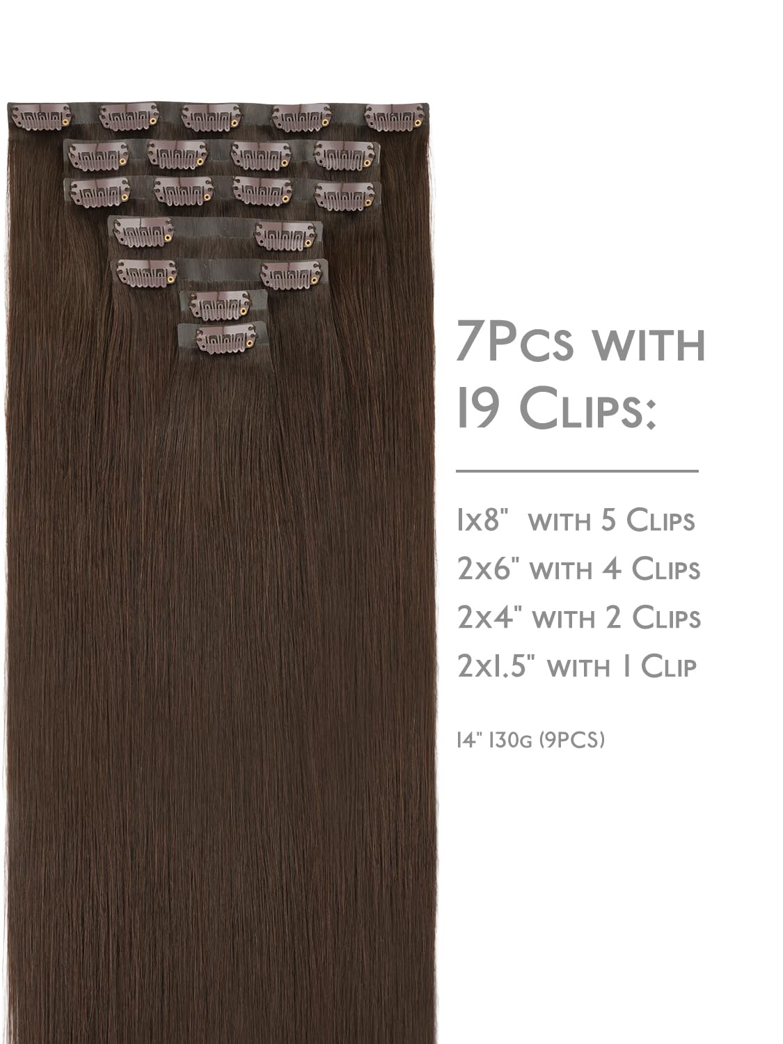 Wennalife Clip in Hair Extensions Chocolate Brown packaging