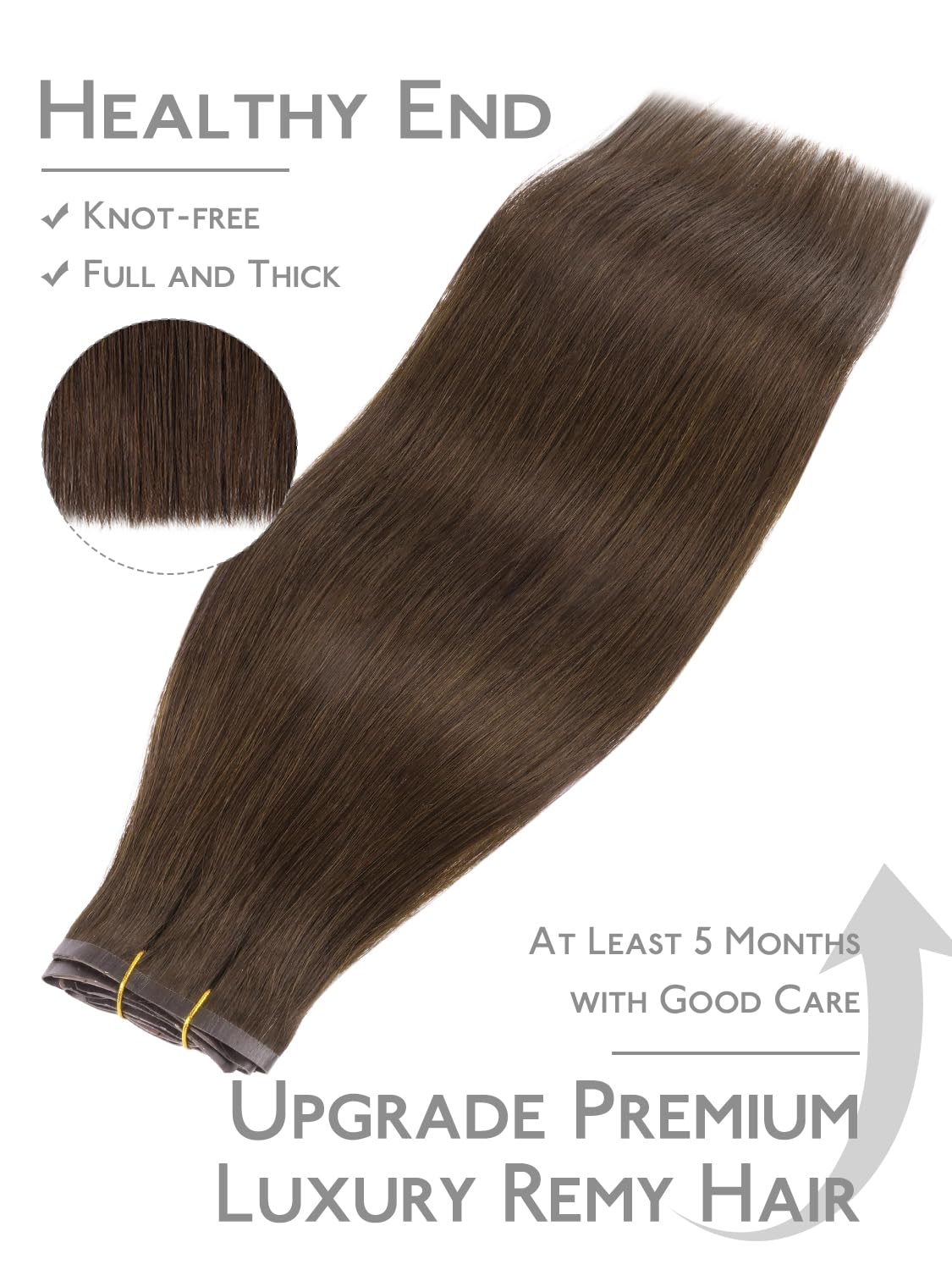 Wennalife Clip in Hair Extensions Chocolate Brown showing clips