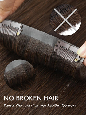 Wennalife Clip in Hair Extensions Chocolate Brown texture detail