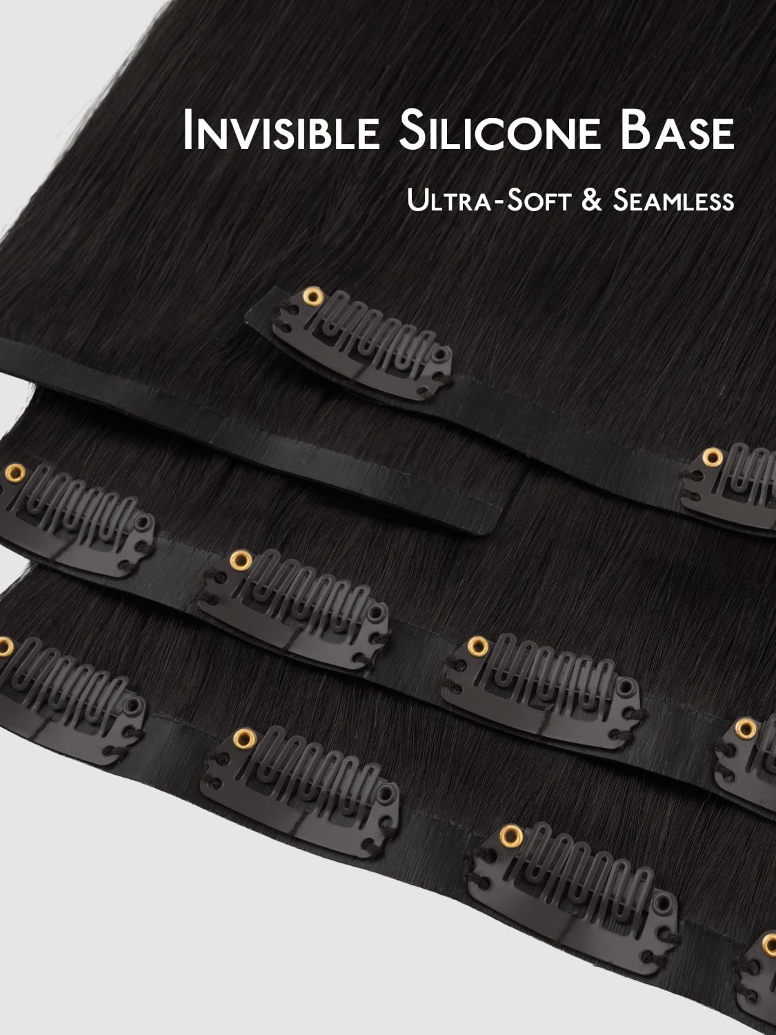 Wennalife Clip In Hair Extensions close-up of silicone weft