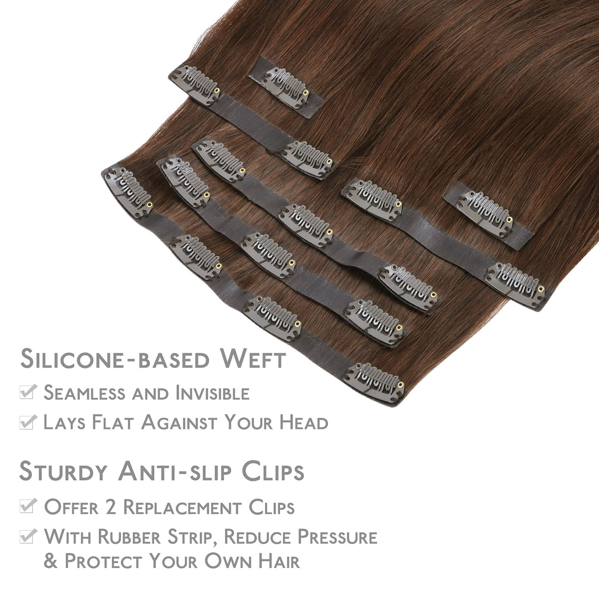 Wennalife Clip In Hair Extensions displayed on a mannequin