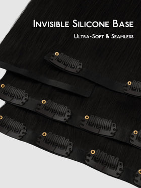 Wennalife Clip In Hair Extensions Jet Black close-up of clips